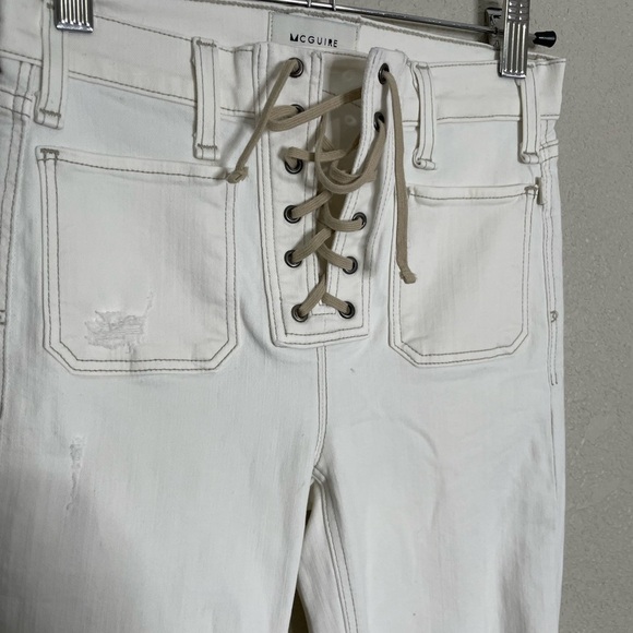 McGuire White Lace Up Jeans 24 Slightly Distressed - Picture 2 of 7